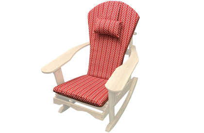 Red pattern Adirondack chair cushion with head rest pillow