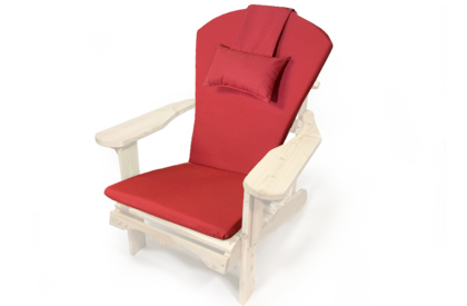 Made in Canada, Red outdoor Adirondack chair cushion with Sunbrella fabric