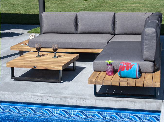 Hudson 5 place outdoor sectional patio seating 3 piece set