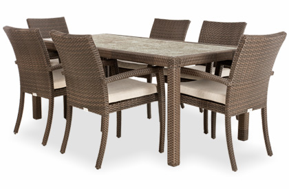 Ciro Java Brown 6 to 8 place outdoor dining table with slate grey ceramic top