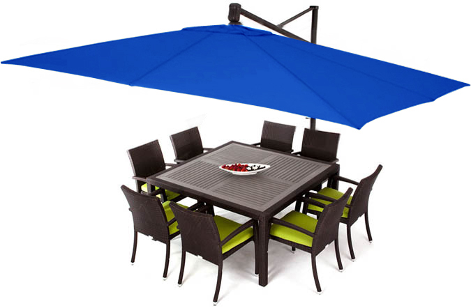 Cobalt Bleu rectangular 10 x 13 foot patio umbrella by Treasure Garden