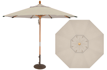 Champagne Beige 9 foot wide hardwood frame patio umbrella by Treasure Garden