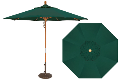 Forest Green 9 foot wide hardwood frame patio umbrella by Treasure Garden