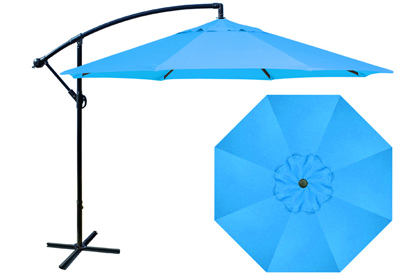 10 foot offset blue octagonal Patio Promo garden umbrella