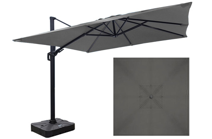 Sol 10 foot square Grey offset cantilever umbrella with base included