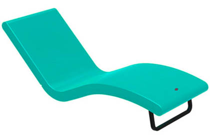 Chaise longue en poly-composé turquoise Siesta