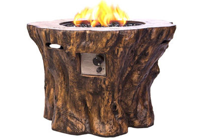 Faux wood log propane gas fire pit table