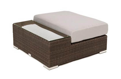 Ogni Liana Combo outdoor coffee table with tempered glass top and cushion
