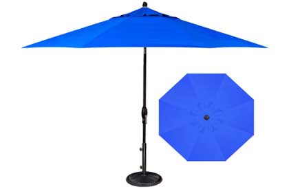 Parasol de patio 9 pieds octogonal Bleu Cobalt pour meubles de jardin Treasure Garden