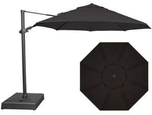 Large 11 foot black offset octagonal patio umbrella by Treasure Garden