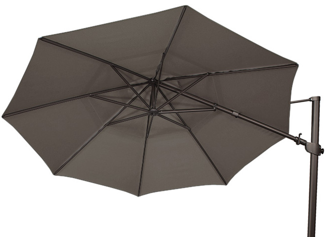 Large 11 foot grey offset octagonal patio umbrella by Treasure Garden
