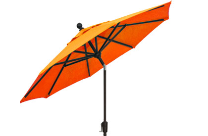 Orange garden umbrella in 9 foot octagonal shape by Treasure Garden