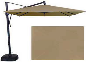 Beige rectangular 10 x 13 foot garden umbrella
