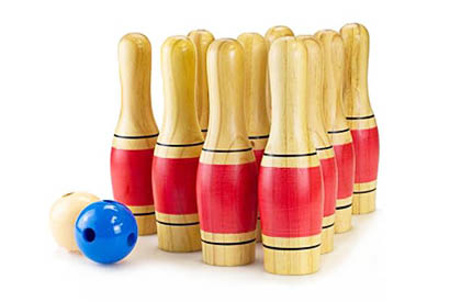 Deluxe lawn bowling pin skittles set