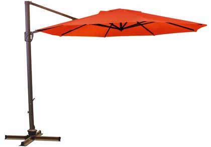 Parasol déporté rouge 335 cm ou 11 pieds decentre pour ensemble de meubles de jardin, aussi disponible en noir, bleu et beige