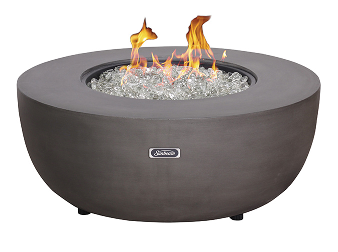 Rougemont Fire Table With Concrete Grey, Sunbeam Fire Pit